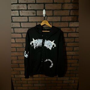 ROMWE Black Zip-Up Hoodie